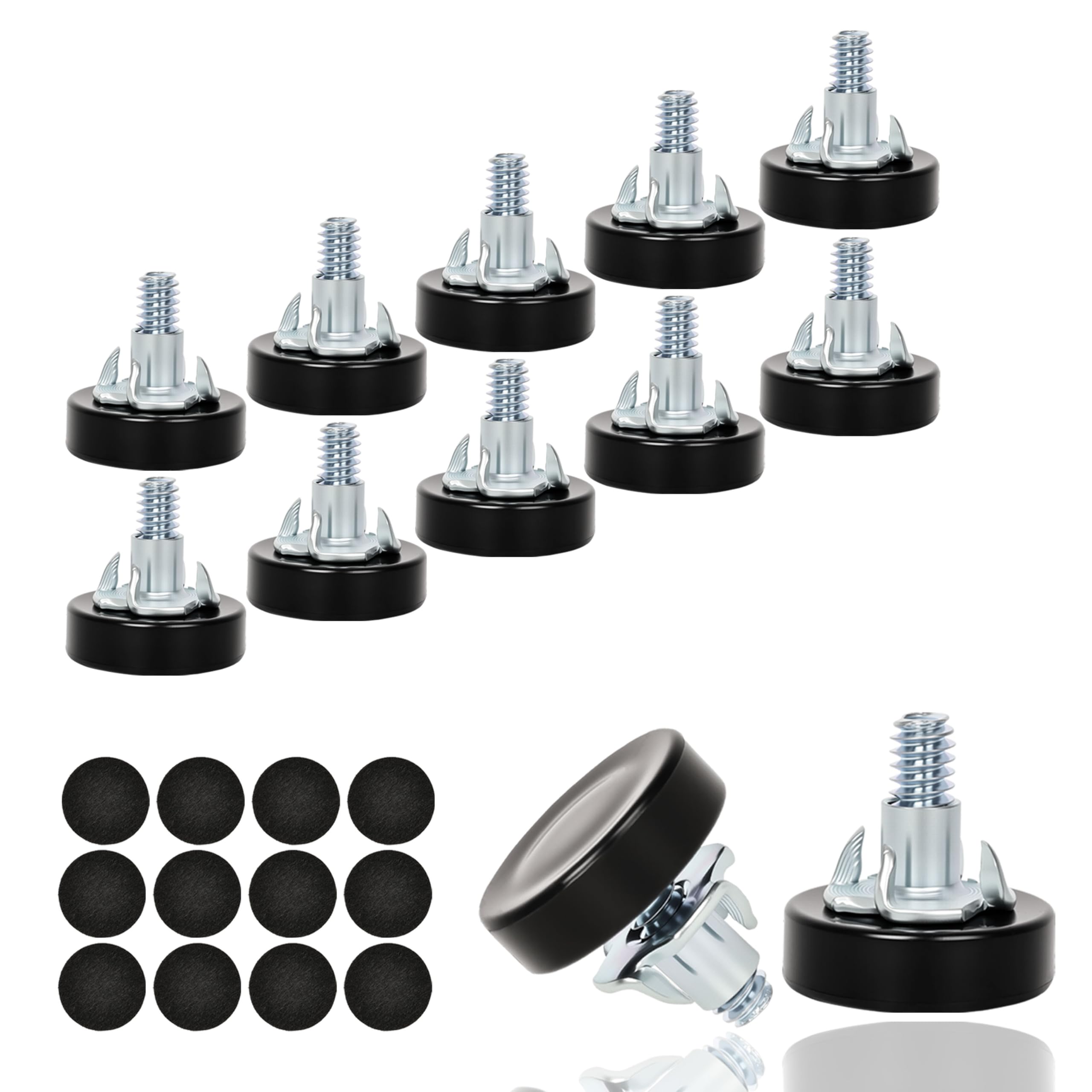 Photo 1 of 12 PCS 1/4" Thread Furniture Feet Levelers,Furniture Leveling Feet with T-Nuts,Suitable for Tables, cabinets, Chairs, Stool Legs