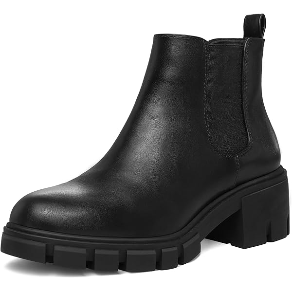 Amazon.com | mysoft Women's Elastic Gore Lug Sole Chelsea Boots