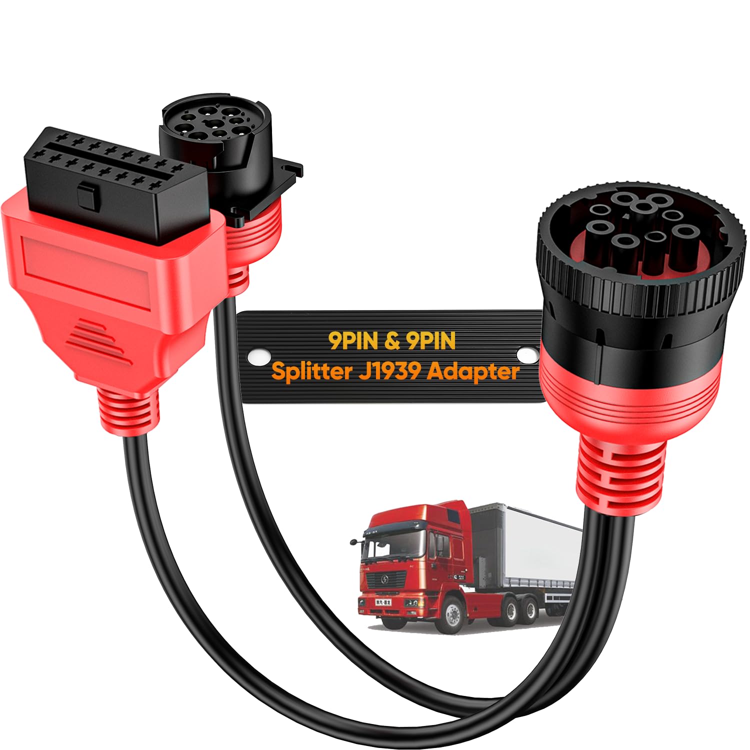 Photo 1 of Autel J1939 Splitter 9 Pin to OBD 2 Male Adapter Cable, Work with Truck Diagnostic Scanner, Type 2 J1939 Diagnostic Connector, OBD to 9 Pin J1939 Y Cable, for Heavy Duty Commercial Truck ELD GPS