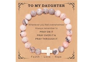 TOLOWOBK Easter Basket Stuffers for Teens Daughter Cross Beaded Bracelets Gifts from Mom Dad Christian Jewelry Gifts Daughter Birthday Baptism Confirmation Gifts Idea Christmas Stocking Valentines