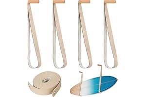 HTZSSON Surfboard Wall Mount - Surf Board Wall Hangers,Surfboard Rack,Beautiful Sustainable Wood & Leather Rack,Space-Saving Surfing Accessories for Home Decor