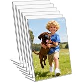 DESONAUT 6 Pack 4x6 Inch Clear Acrylic Self Standing Picture Frames,Clear Photo Frame Stand Tabletop Display for Home or Office D&eacute;cor，Vertical