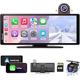 Carpuride Wireless Carplay &amp; Android Auto with Dash Cam | 10.26" HD IPS Touch Car Play Screen for Car, 4K Front &amp; 1080P Rear Camera, Loop Recording, Bluetooth Audio, Mirror Link, GPS