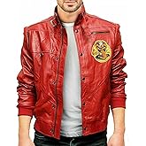 Johnny Lawrence Jacket – Men’s Red Faux Leather Bomber Jackets | Retro Karate Style Adult Costume & Cosplay Jacket Outfit