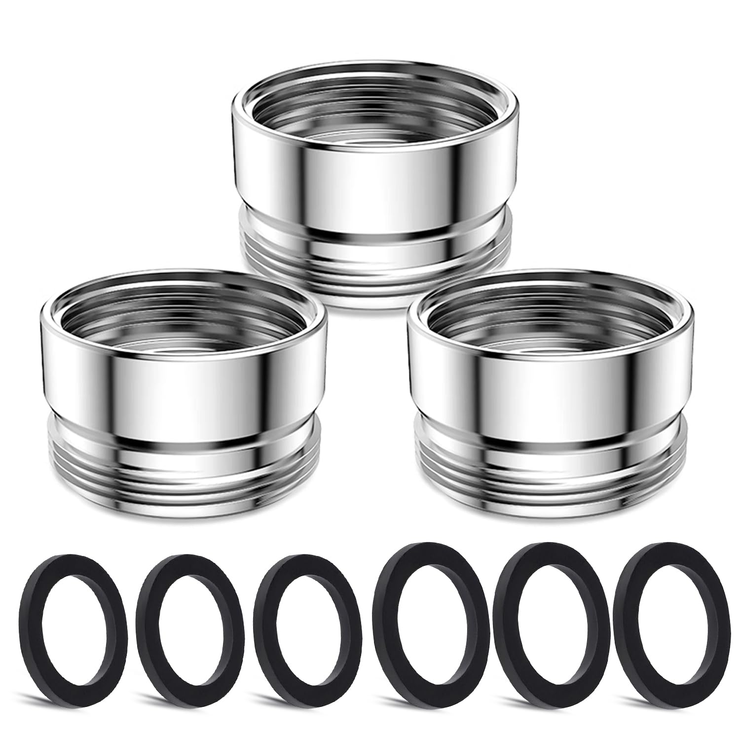 CNYMANY 3-Piece Faucet Adapter Kit - Male M22mm to Female M20mm Fine Thread Kitchen Aerator Adapter Set for Sink Faucet, Garden Hose, Water Filter, Standard Hose via Diverter