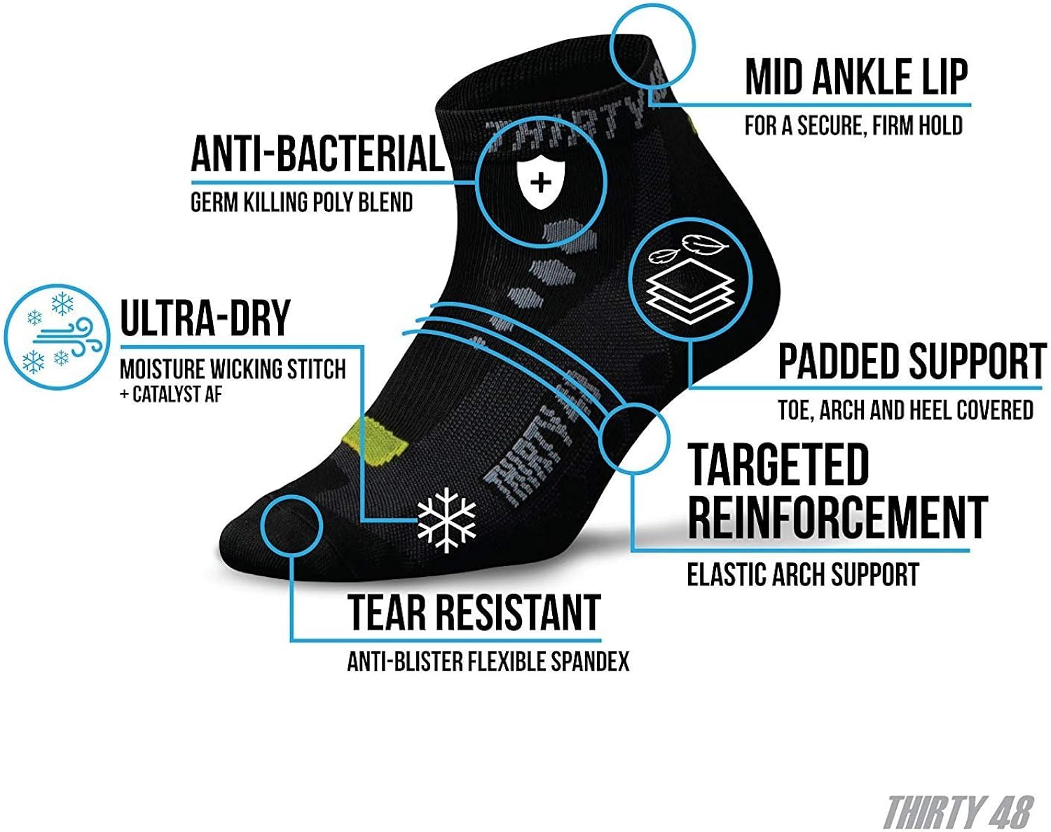 Thirty48 Cycling Socks for Men and Women | Unisex Breathable Sport Socks : Clothing