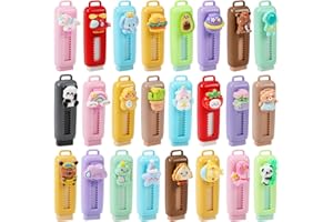 24 Pack Cute Retractable Pencil Erasers for Kids Bulk Kawaii Cartoon Fun Erasers for Teacher Class Rewards Favor School Suppl