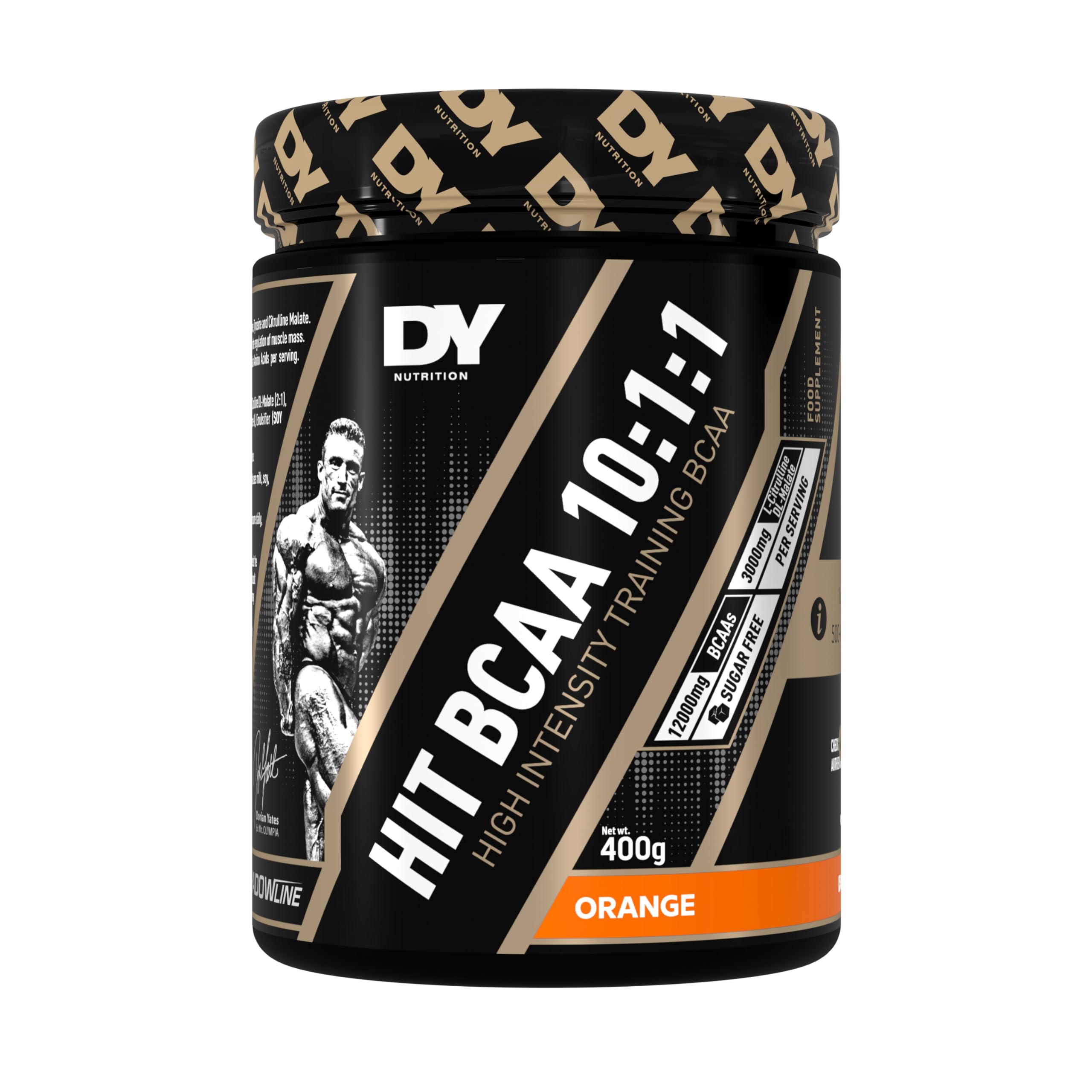 DY Nutrition HIT BCAA 10:1:1 (Orange) with L-Citrulline Malate, Beta Alanine + 12g of Branch Chain Amino Acids 400g Powder, 20 Servings - Optimal Pump & Performance | Non Stim Pre & Intra Workout