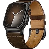 Suitisbest Leather Bands Compatible for Apple Watch Ultra Band 49mm 46mm 45mm 44mm 42mm, Genuine Calfskin Leather Replacement Strap Fits Men iWatch Series 11 10 9 8 7 6 5 4 3, SE 3 2 1, Ultra 3 2 1