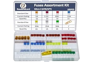 105Pcs Micro 2 Fuses Automotive Car Blade Fuse Kit - ATR/APT Blade Fuses, Micro 2 Blade Fuses (5A/7.5A/10A/15A/20A/25A/30A) f