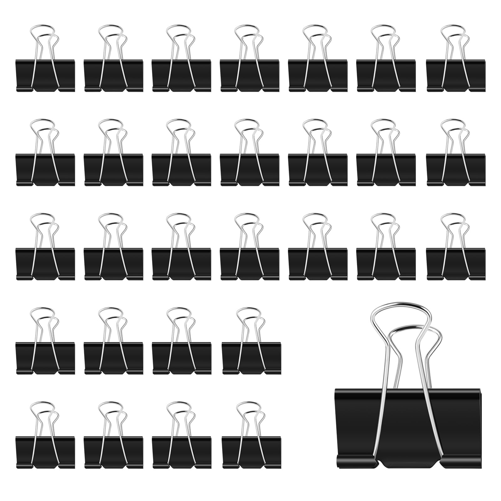 30 Pcs Large Foldback Binder Clips, 51 mm Black Binder Clips Paper Clips Metal Black Foldback Clips Clamps Stationary Clips Paper Binder Clip for School, Home Supplies