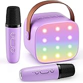 Mini Karaoke Machine with 2 Wireless Microphones, 2026 TOP Kids Portable Bluetooth Karaoke Machine for 3, 4, 5, 6, 7, 8, 9,10,11,12+Year Old, Christmas Birthday Gifts for Girls Boys Adults Home Party