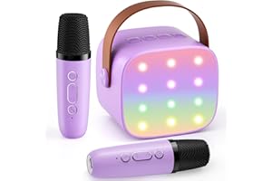 VOIJUMP Mini Karaoke Machine with 2 Wireless Microphones, 2025 TOP Kids Portable Bluetooth Karaoke Machine for 3, 4, 5, 6, 7, 8, 9,10,11,12+Year Old, Christmas Birthday Gifts for Girls Boys Adults Home Party