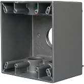 2-Gang Weatherproof Deep Box, Five 1 in. Threaded Outlets, Gray (5389-0)