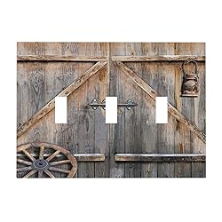 Wood Garage Barn Door Cabin 3 Gang Light Switch