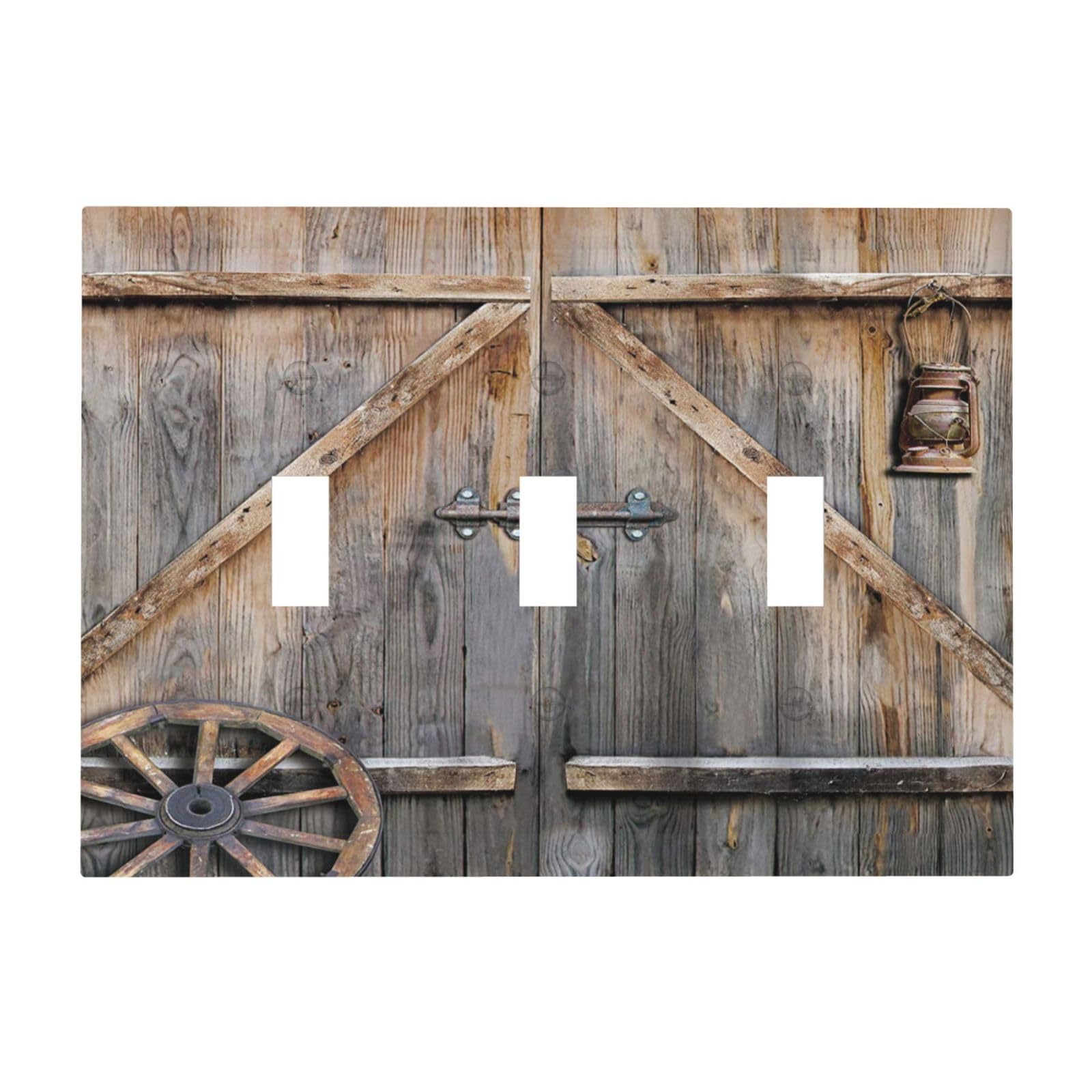 Wood Garage Barn Door Cabin 3 Gang Light Switch