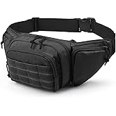 Tactical Fanny Pack Gun Holster for Men, Adjustable Waist Bag Zippered Pockets, Everyday Hip Pouch for Workout Travel Outdoor Running Hunting (Black)