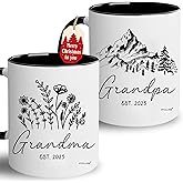 Christmas Gifts for First Time Grandparents - Grandparents Baby Announcement Gifts Est 2025, Pregnancy Announcement For Grandparent Mug Set, Promoted To Grandparent, New Grandma And Grandpa Mugs