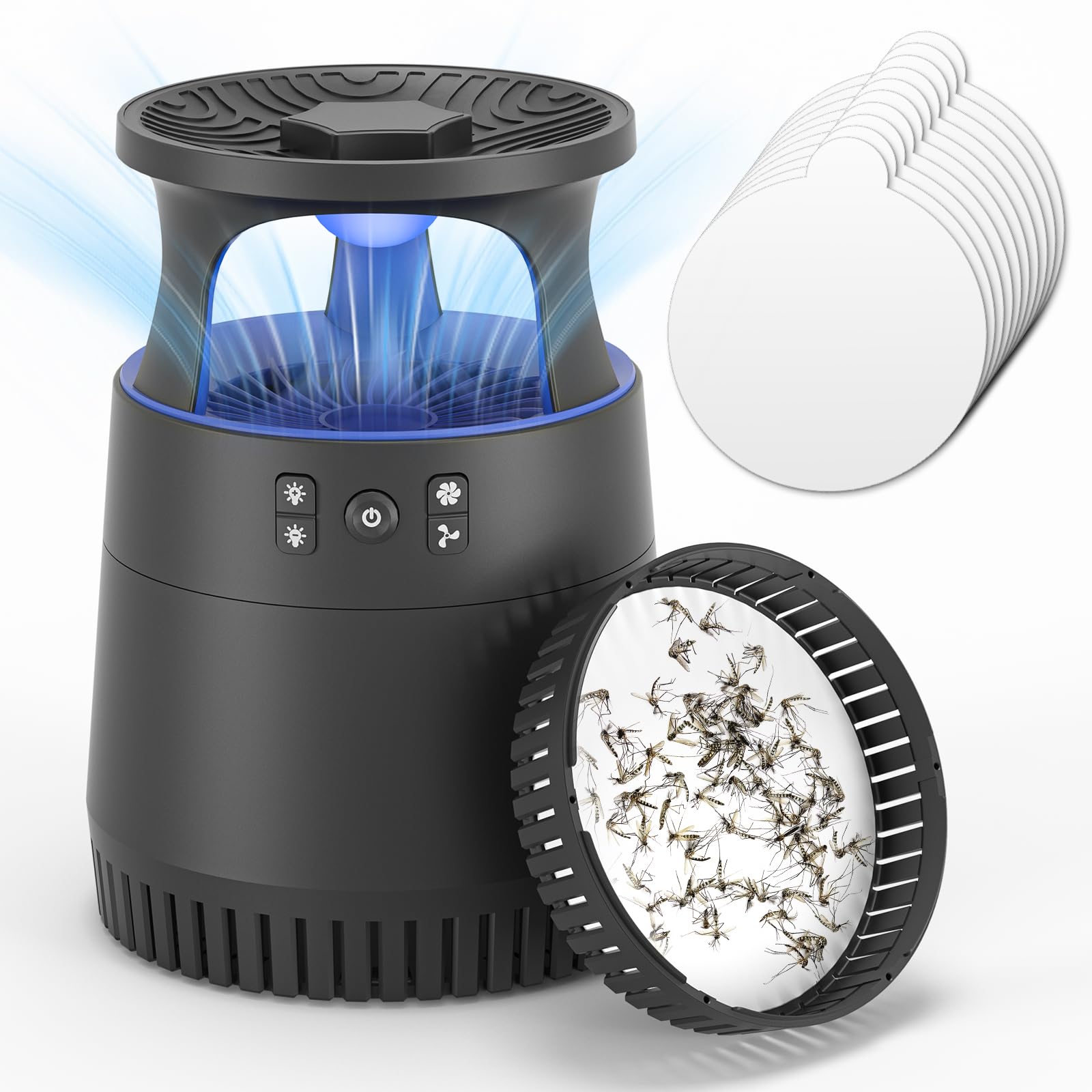 Photo 1 of Fly Trap Indoor for House, Light Insect Trap with Detachable Base & 10 Sticky Glue Boards, Kills Fruit Flies, Mosquitoes, Gnats in Kitchen, Bedroom, Office