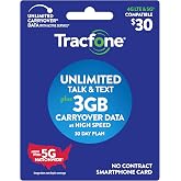 New Tracfone $30 Unlimited Talk, Text, 3GB Data - 30 Day Smartphone Plan