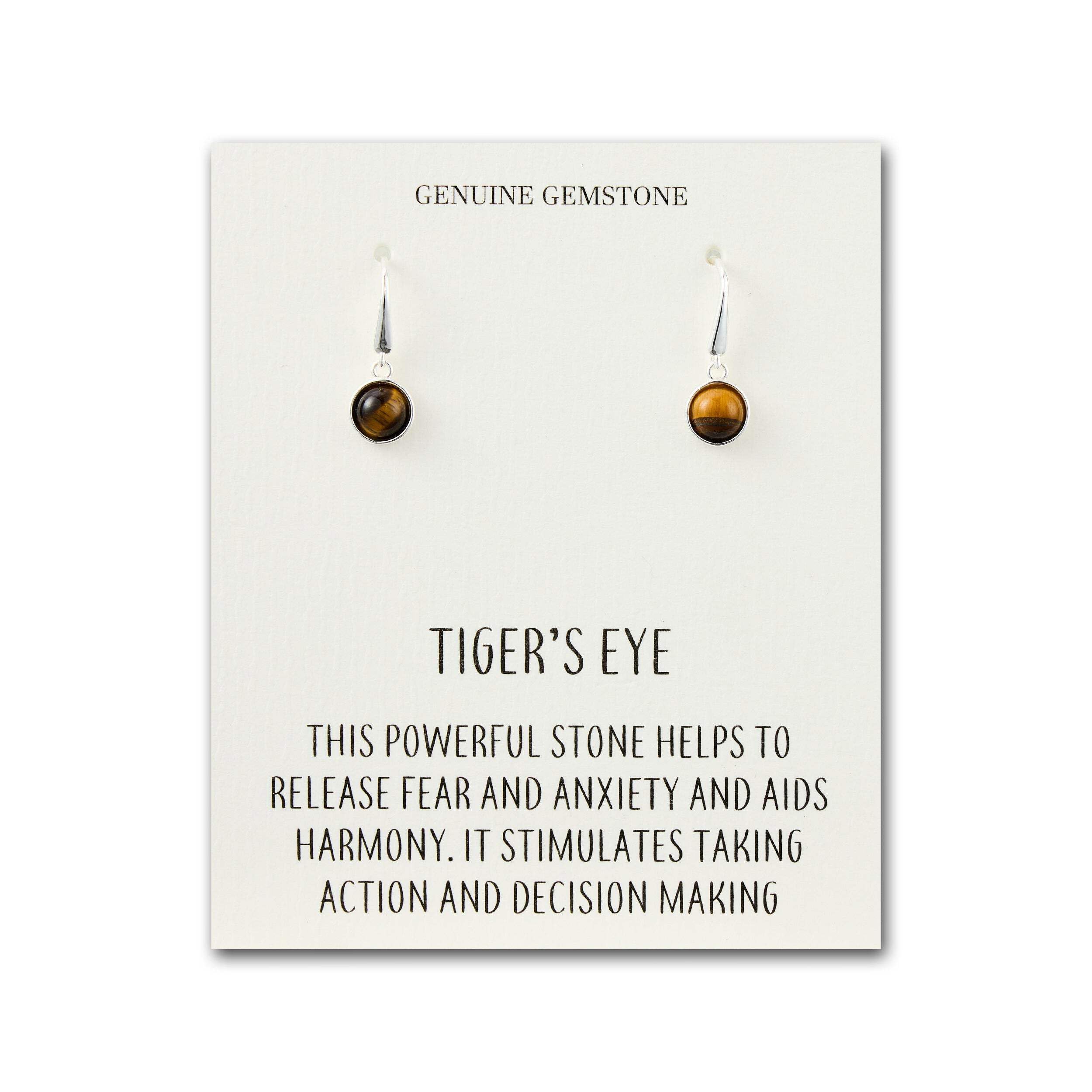 Philip Jones Tiger's Eye Drop Earrings with Quote Card