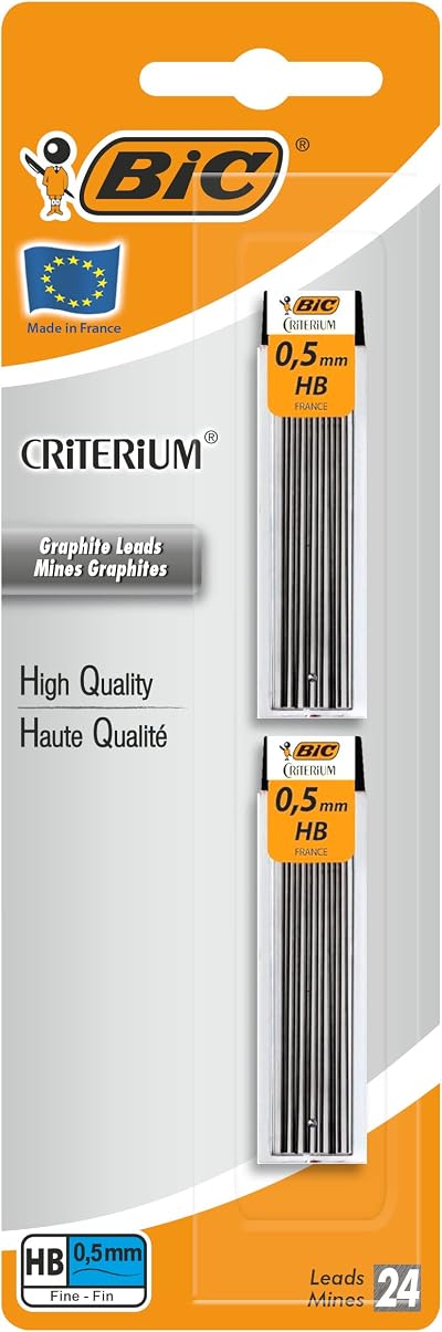 BIC Graphite Leads 0.5 mm HB 2 Packs of 12 - Criterium France
