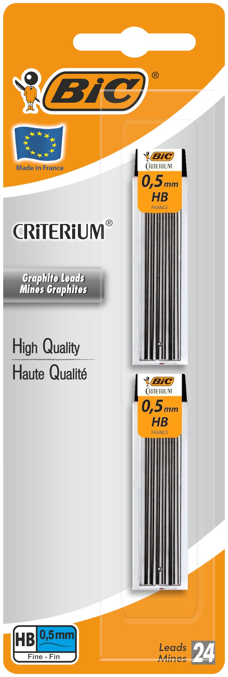 Bic Graphite Leads - 0.5 mm HB, 2 Blister Packs of 12 Leads