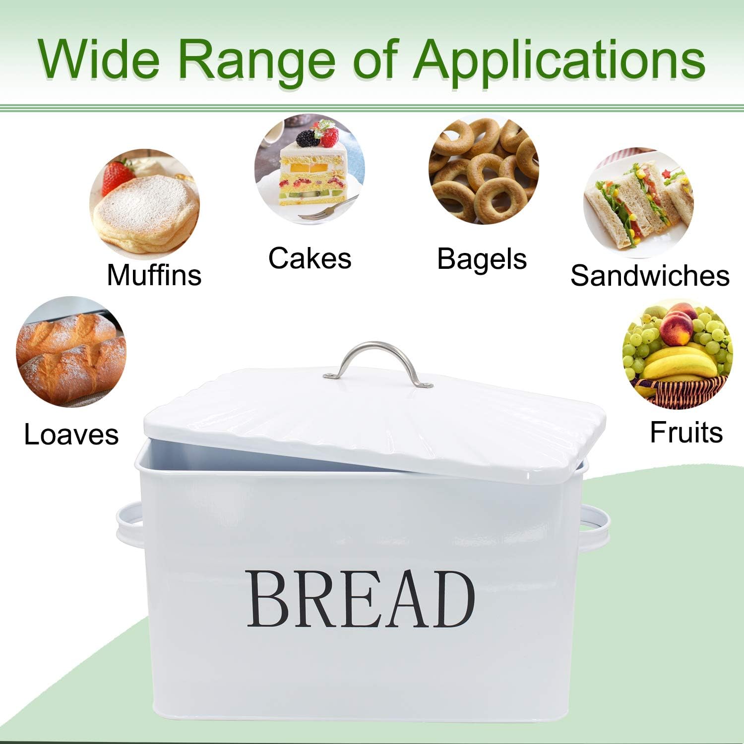 4W Large Bread Box, Metal Bread Storage Bread Holder for Kitchen Countertop, Large Capacity for Loaves, Muffins, Bagels, Sandwiches, Kitchen Decor and Farmhouse Decor: Kitchen & Dining