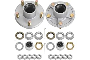 SHLIYITX 2Sets 2000LB Galvanized Trailer Idler Hub Kits 5 Bolt 4.5 Fit 1-1/16" Trailer Straight Spindle, L44649 Bearings 5×4.5 Trailer Axle Kit, Boat Trailer Hub Kit