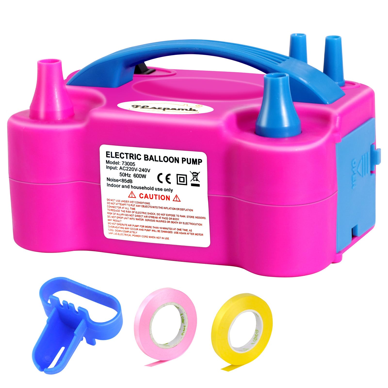 FLSEPAMB Electric Balloon Pump,600W Portable Air Balloon Pump Electric With 2+2 Nozzle,Auto 2 Modes Balloon Inflator Machine For Various Round, Latex,Party,Wedding