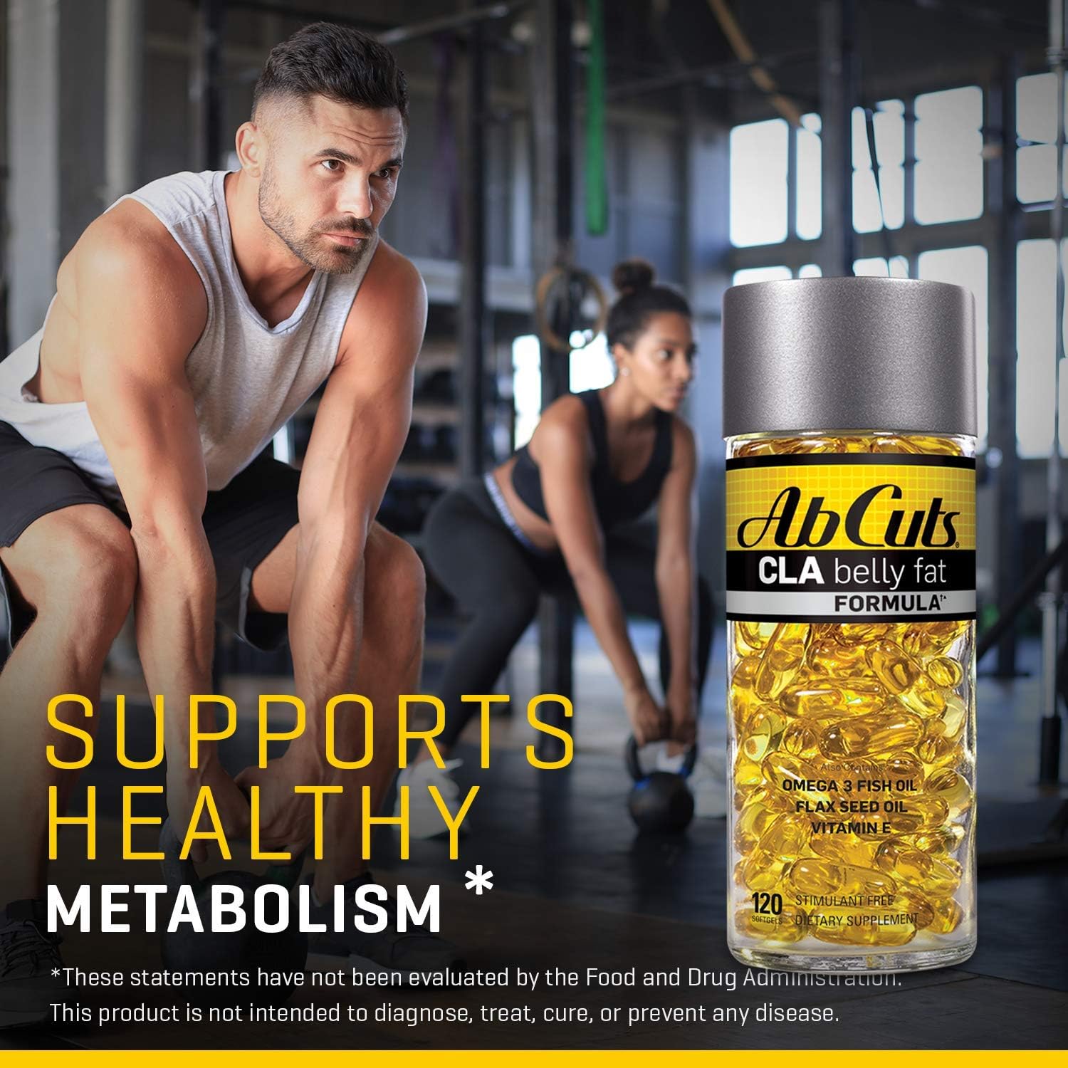 Ab Cuts CLA Belly Fat Formula, Weight Loss Supplement for Men and Women, Fat Burner, Omega 3 Fish Oil, Flaxseed Oil, Vitamin E, 120 Softgels: Health & Personal Care