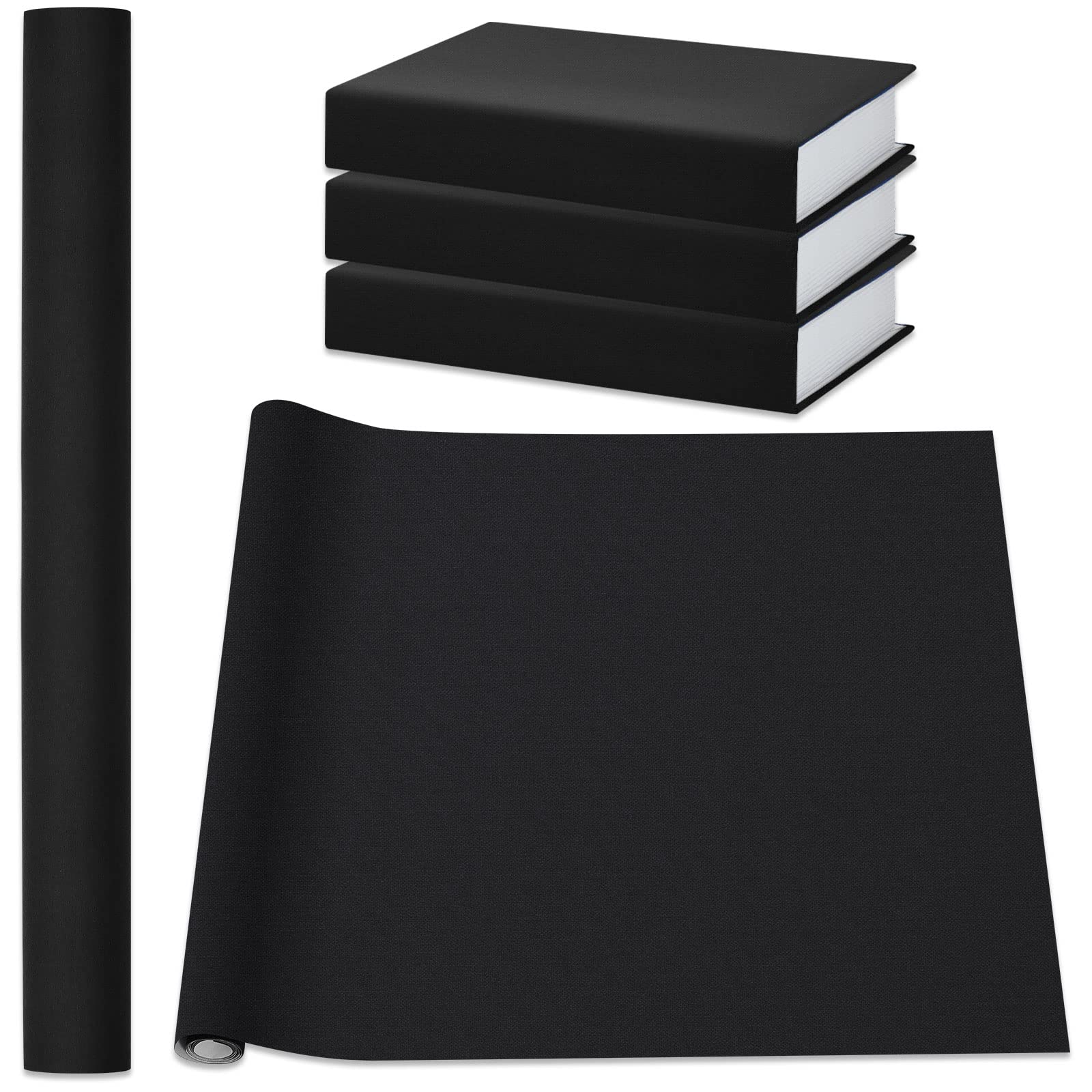 Photo 1 of PerKoop Book Cloth for Book Binding 40 x 16 Inch Fabric Surface Paper Backed Bookcover Archival European Durable Strong Bookbinding Supplies Cover Books Album Scrapbooking (Black, Suede Fabric)