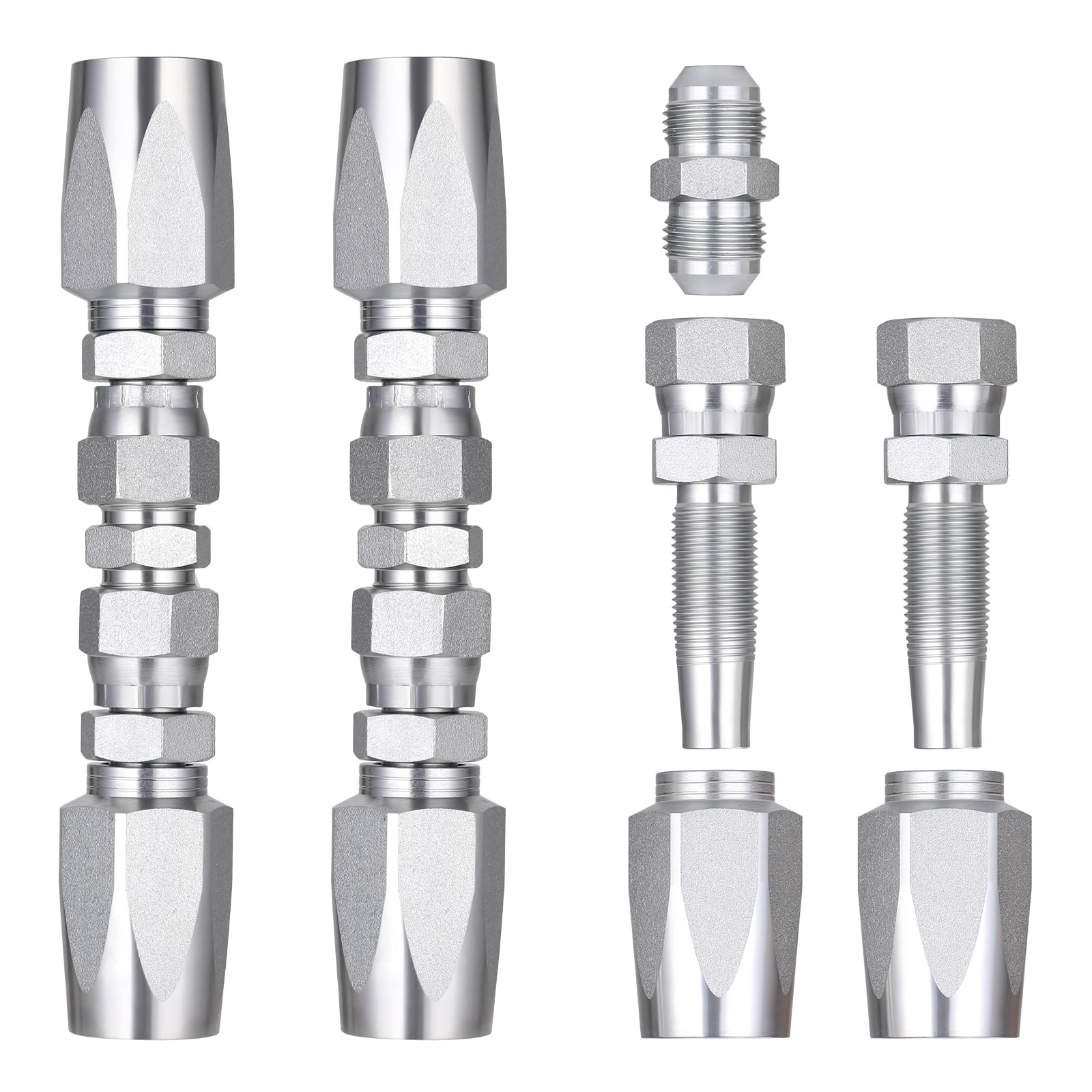 Photo 1 of HOTROSE 2Pcs 1/2" Hydraulic Hose Field Repair Kit, 1/2" Inner Diameter and 5Pcs Small Repair Parts, Reusable, 08 (R2) 2-Wire Reusable Hydraulic Repair Fittings (1/2" and 5 Repair Parts)