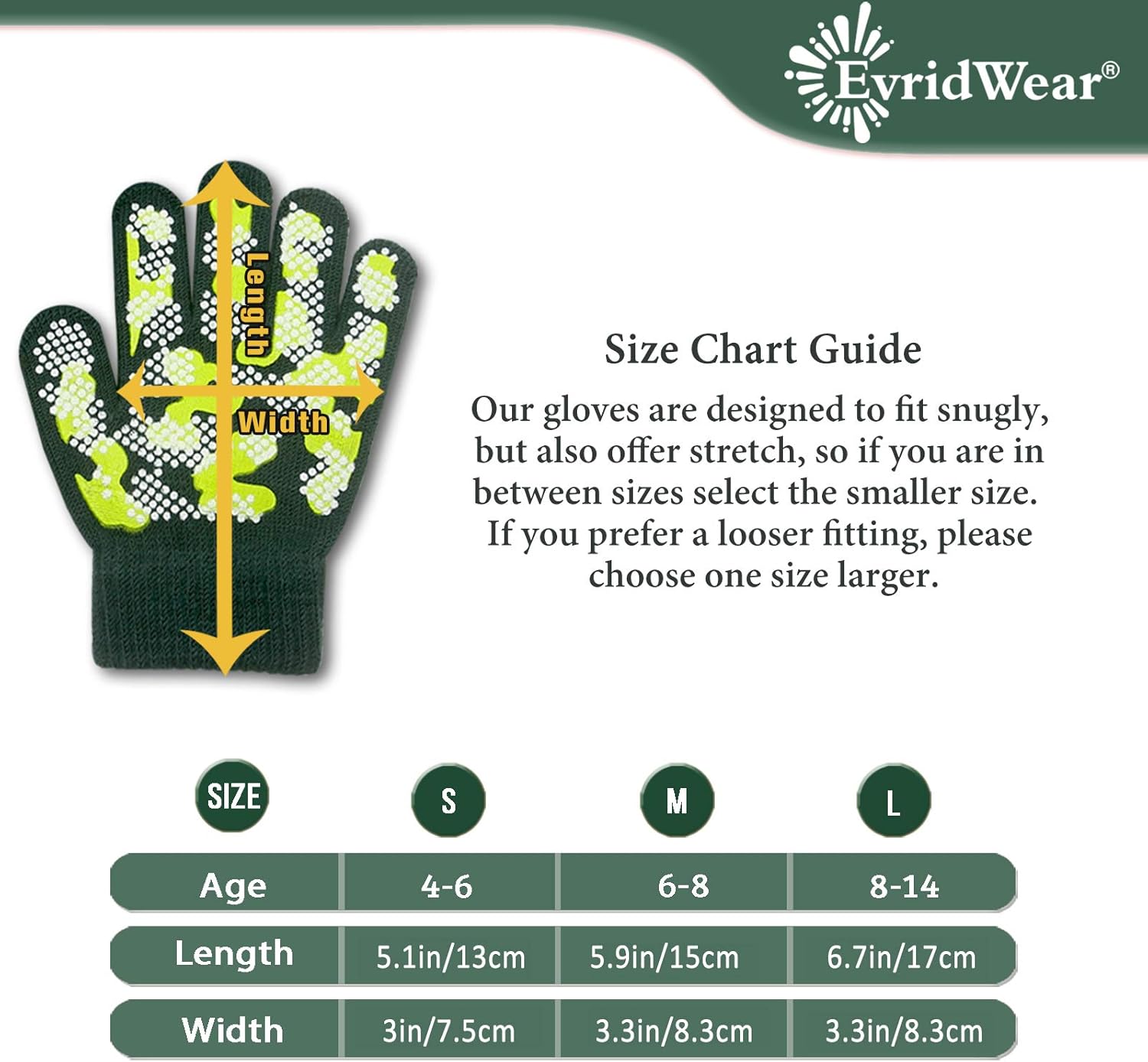 EvridWear Boys Girls Magic Stretch Gripper Gloves 3 Pair Pack Assortment, Kids One Size Winter Warm Gloves Children: Clothing