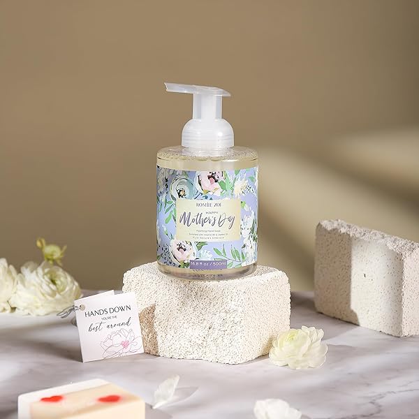 ROMIIE ZOI FOAMING HAND SOAP FOR MOTHER’S DAY GIFT BASKET – LUXURY FLORAL DESIGN, INFUSED WITH ROSE SCENTED AROMA – 500 ML / 16.8 FL OZ