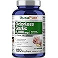 NusaPure Odorless Garlic Extract 5000mg Capsule | 120 Veggie Caps | High Potency | Herbal Supplement | Non-GMO