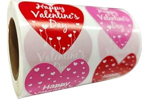 WOOTILE Red Round Happy Valentine's Day Stickers 1.5/2 Inch - Love Heart Valentine's Day Present Stickers 500 Adhesive Wedding Sticker Labels Per Roll (Heart Red, 2 inch)