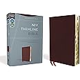 NIV, Thinline Bible, Bonded Leather, Burgundy, Red Letter, Thumb Indexed, Comfort Print
