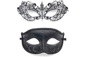 Vtrem Masquerade Mask for Couples: Black Mardi Gras Party Ball Mask Set Women Men Dad Daughter Prom Couple Valentine's Masks