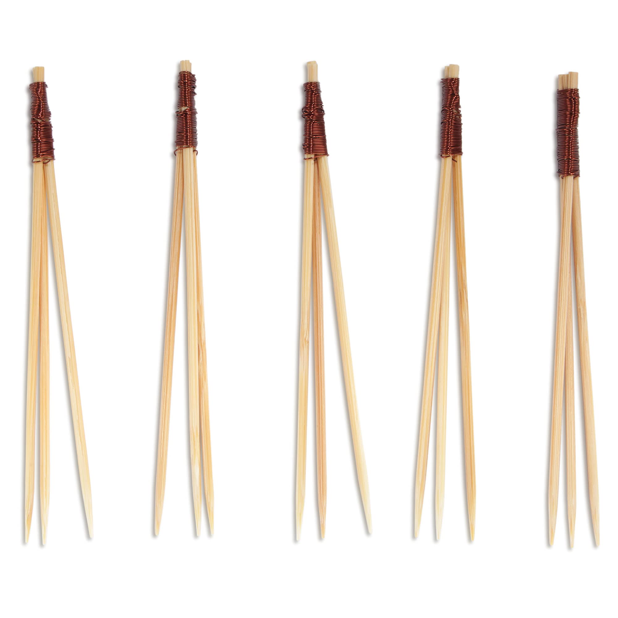 BambooMN - Bamboo Trident Picks - Brown Wire - for CateBrown Events, Holiday's, Restaurants or Party Supplies - 3.5" - 300 Pieces