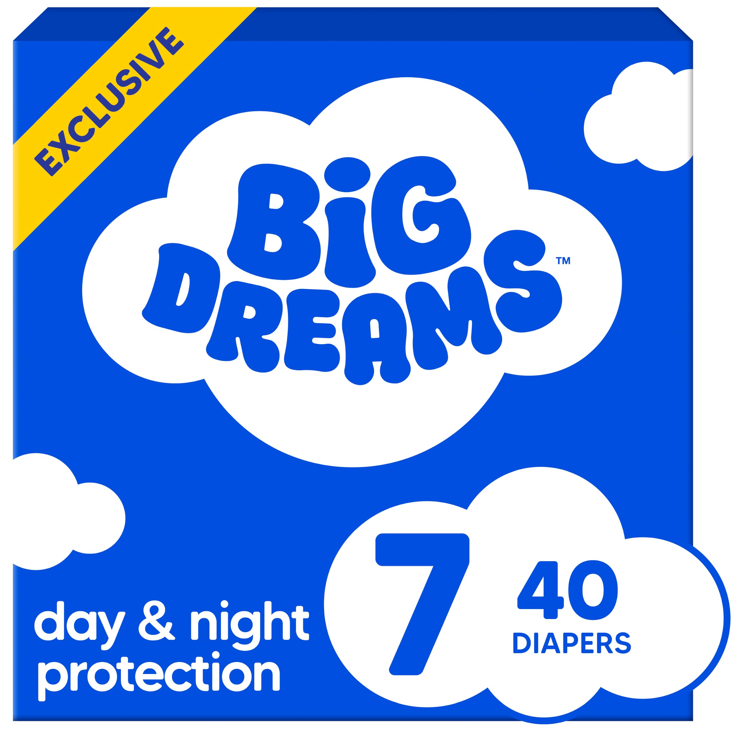 Big Dreams Baby Diapers, Size 7 (31-48 lbs), 40 Count | Ultra-Comfy Dreamy Feel, Wonder Dry Liner, Blowout Blocker Protection