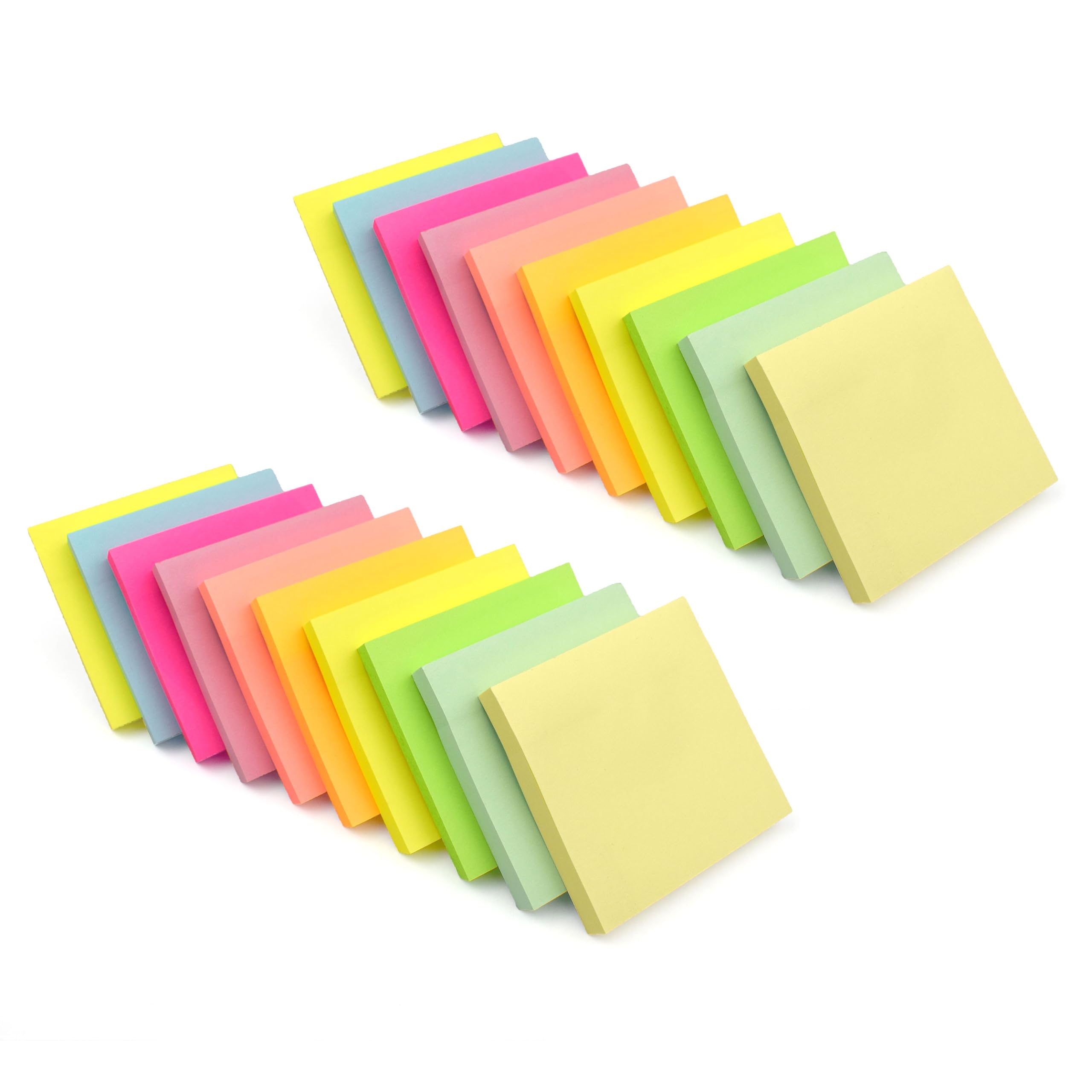 ‎Evergreen Goods 20 Pads - 3x3 Inches Bright Sticky Notes, 8 Brilliant Colors Assorted Removable Self-Stick Notes for Post, 100 Sheets/pad