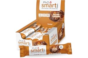 PhD Nutrition Smart Plant Bar Low Calorie, Low Sugar Vegan Bar/Protein Snacks, 20g of Plant Protein, 64g Bar(12 Count, Salted