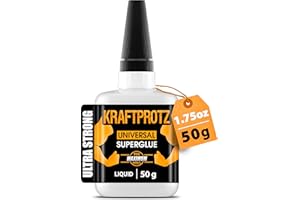 Super Glue All Purpose – 50 g / 1.75 oz – Extra Strong Instant Bond for Plastic, Wood, Metal & Glass – Waterproof & Heat Resistant Adhesive for Everyday Repairs – KRAFTPROTZ
