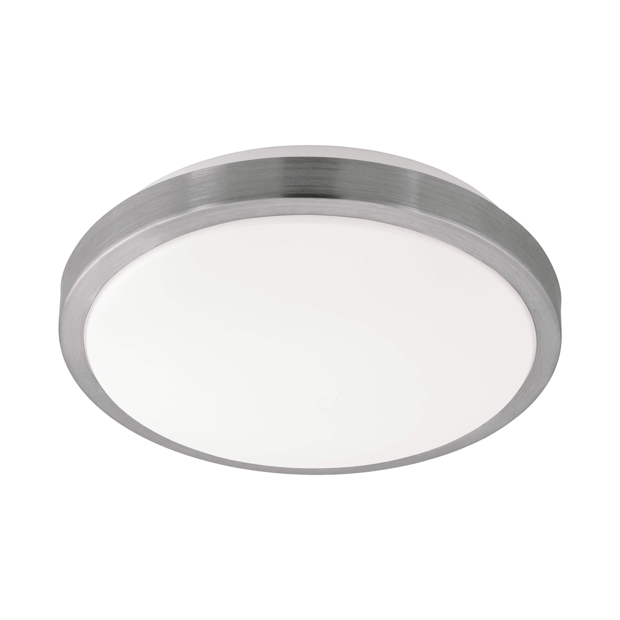 EGLO LED flush ceiling light Competa 1, lighting made of matt nickel steel and white plastic, living room and hallway lamp, warm white, Ø 12.8 inches