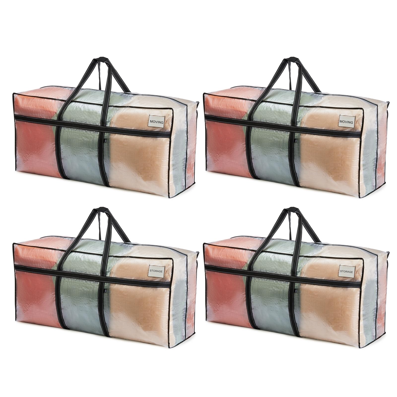 VENO 4 Pack Extra Large Moving Bags, Heavy Duty Storage, Moving Boxes, Large Storage Containers with Lids, Alternative for College, Christmas Tree