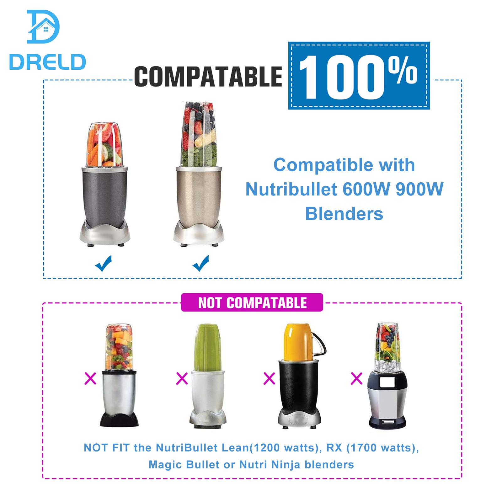 Blender Cup 24oz Cups with Flip Top To Go Lid, Compatible with Nutribullet 600W Pro 900W Blender Juicer (Pack of 2)