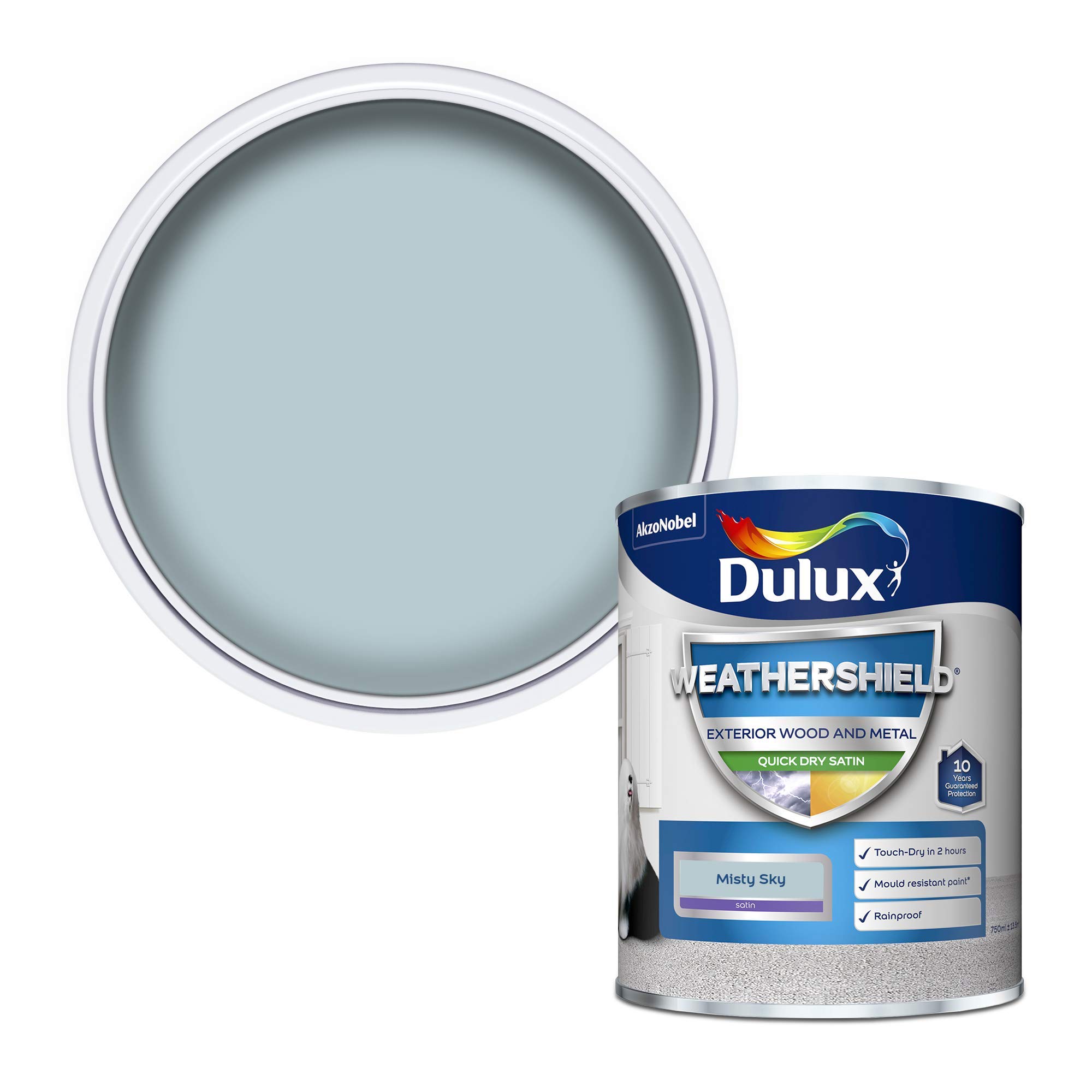 Dulux Weather Shield Quick Dry Satin Paint, 750 ml - Misty Sky
