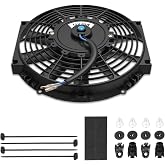 Auto Dynasty 10 inch Universal 12V Electric Radiator Cooling Fan Kit, Black | High Performance Electric Slim Radiator Cooling Fan with Mounting Kit (Pack of 1)