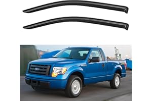 YQAUTEC Window Visors Rain Guards Shield for 2004-2014 Ford F150 SuperCab, Window Wind Deflectors Vent Shades for 09-14 F-150 Standard/SuperCrew Cab (for Front Doors Only)